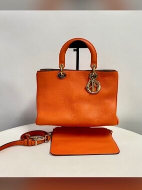 Dior Pebbled Leather Satchel with Gold-tone hardware
